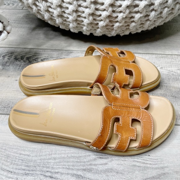 Sam Edelman Valeri Leather Cutout Slip On Comfort Sandals Cognac Size 7M - Picture 4 of 9